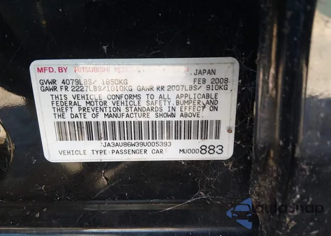 2009 Mitsubishi Lancer Gts from USA, damaged, VIN JA3AU86W39U005393